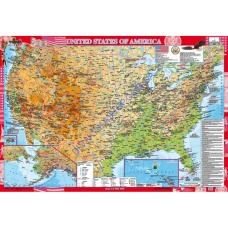 Карта USA (США) фізична м-б 1:3 000 000 розмір 158х108 см